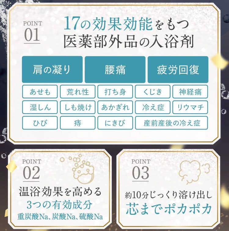 POINT01 17の効果効能をもつ医薬部外品の入浴剤…